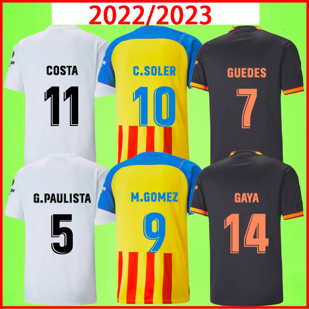 

Camiseta de futbol Valencia 22 23 Soccer Jersey C.SOLER GAYA M.GOMEZ GUEDES 2022 2023 football shirts KOINDREDI G.PAULISTA Adult Mens Uniform Kids kit home away third, 22/23 home