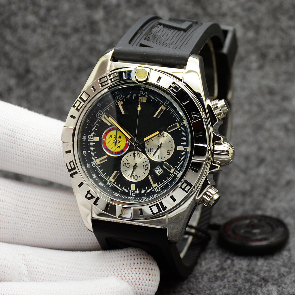 

Chronomat Patrouille Air Watch Quality Navitimer Chronograph Battery Movement Quartz Black Dial 50TH ANNIVERSARY Men Watch Rubber Strap Mens Wristwatches