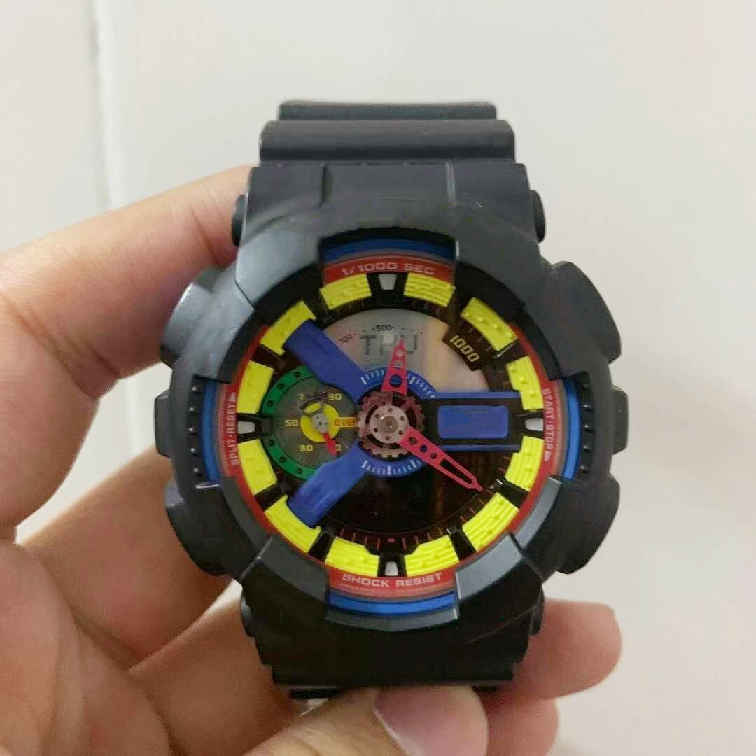 Iced Out Watch Sports Quartz Digital Men's Watch Full Feature LED Waterproof Automatic Hand Raise Light World Time Large Dial