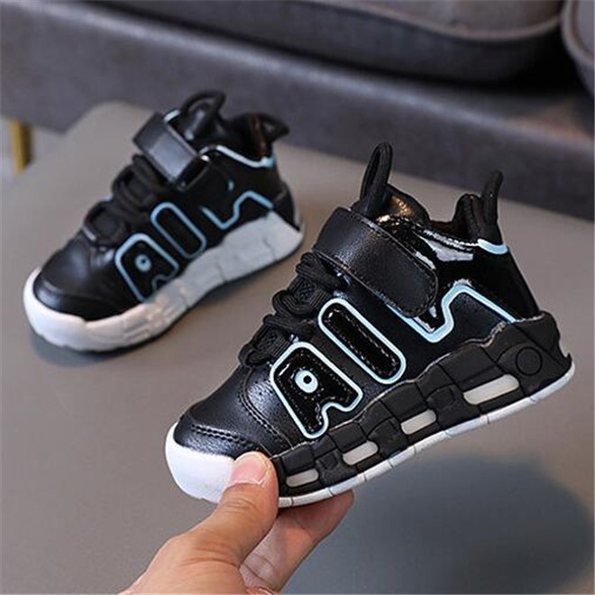 

Spring Autumn Kids Shoes Toddler Girls Boys Sports Shoes For Pu Leather Athletic Shoe Childrens Casual Sneakers, Black