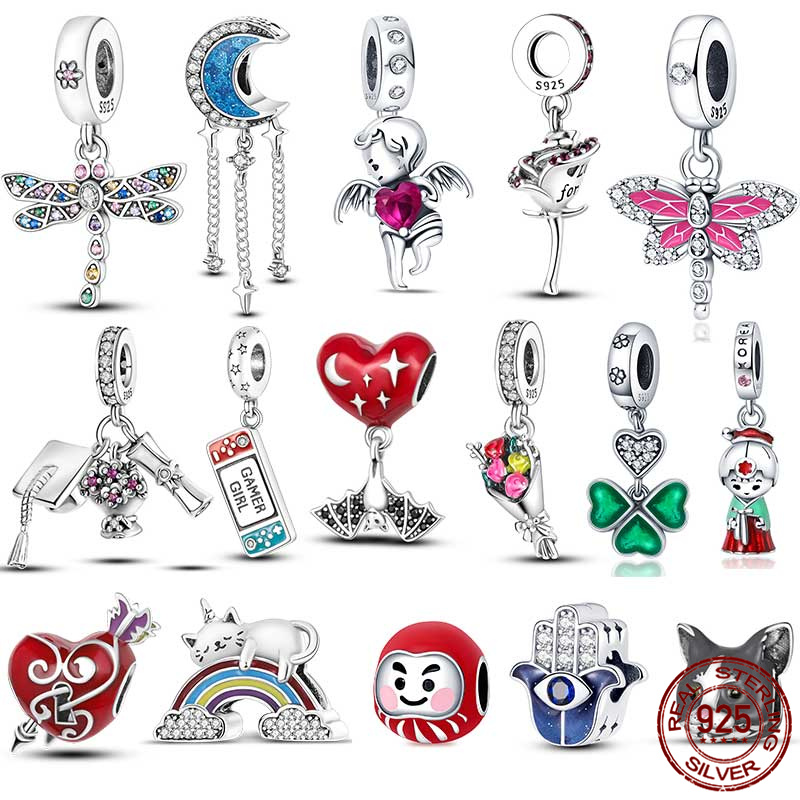 

925 Silver Fit Pandora Charm 925 Bracelet Desny Mini Charms charms set Pendant DIY Fine Beads Jewelry