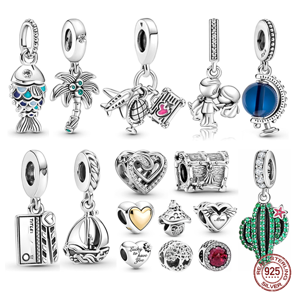 925 perles breloque en argent balancent en forme de coeur perle de famille chaude Fit Bracelet à breloques Pandora accessoires de bijoux à bricol
