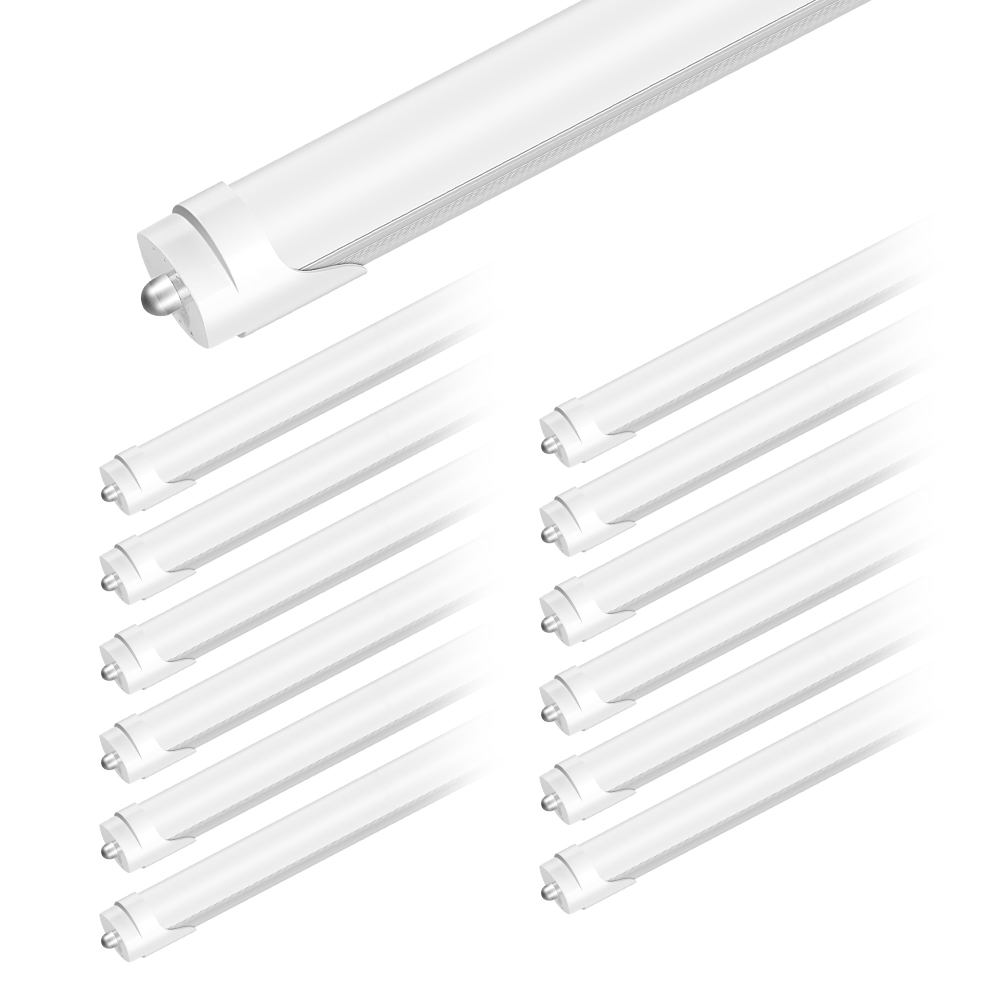 

JESLED T8 LED Tube Light 8FT One Row Single Pin FA8 Fluorescent Lights 45W Cold White Frosted Cover Shop Office Garage Lighting