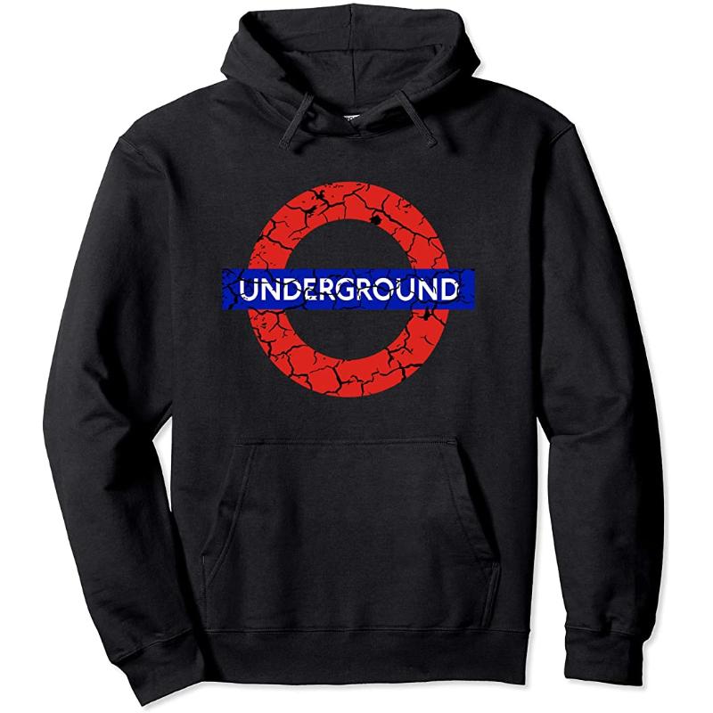 

Men' Hoodies & Sweatshirts London Metro UK Underground Distressed Pullover Hoodie