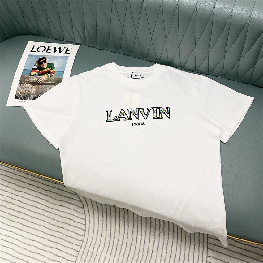 

Mens Womens T shirt cotton lanvin hand painted Luxury Tops ink splash graffiti letters Summer loose shorts sleeve round neck hip hop tshirt 021