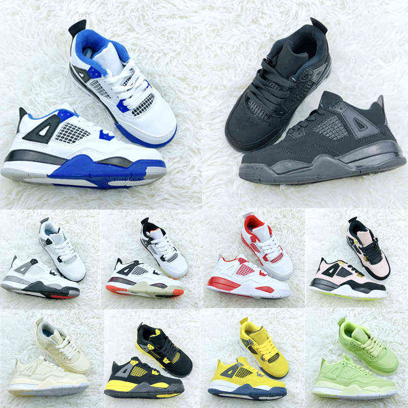 

jumpman 4 Kids Basketball Shoes Toddler Red Chicago 4s Boy Girls University Blue Black Cat s Trainers Sports Children Sneakers size 26-35, As photo
