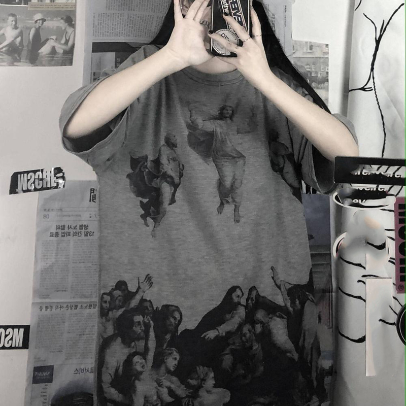 

Cool Japan Gray Tshirt Streetwear Loose Summer T Shirt Women Harajuku Punk Short Sleeves Tshirts Tops Tee Hip Hop Tshirts Girls 220615