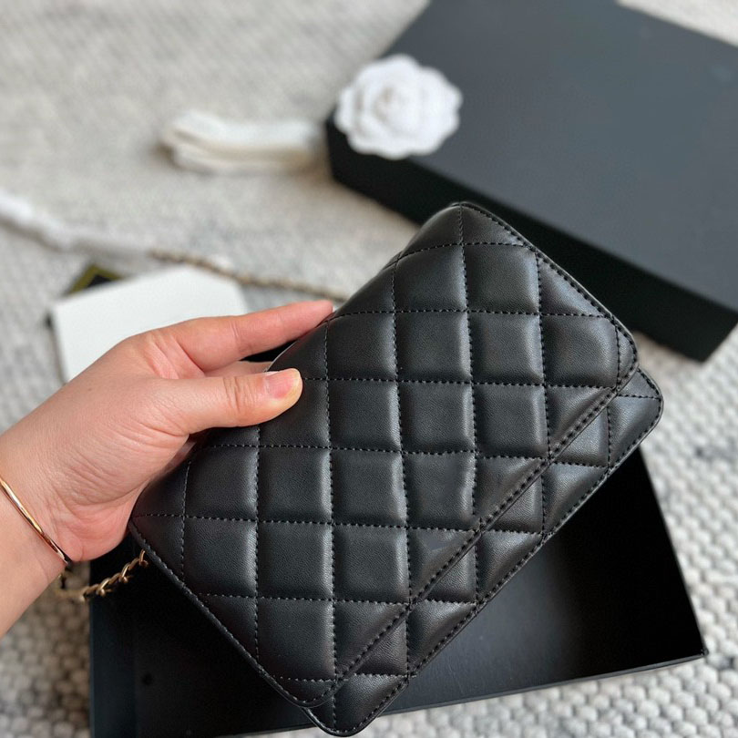 

2022Ssw Classic Mini Flap Quilted Bags Crush Gold Ball Wallet With Chain Crossbody Purse Calfskin Multi Pochette Card Holder Saoche Luxury Designer Handbags 20CM, Box