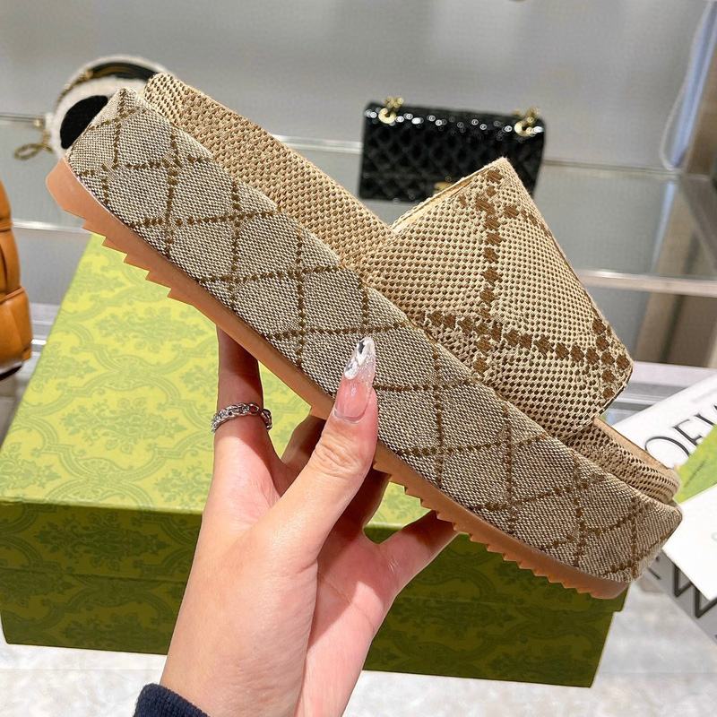 

Women Paris Slippers Designer wedge Pattern Embroidery G Letters Beach Casual Slides Flip Flops Ladies Platform Thick Bottom Increase, Box