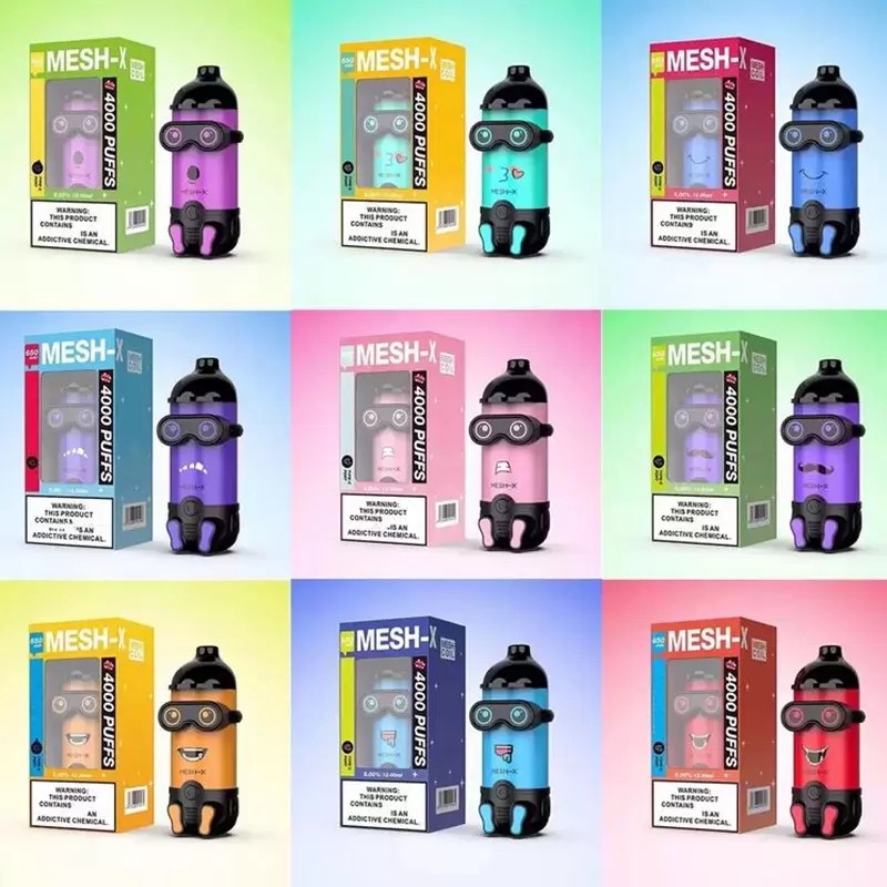 

18650 battery Meshking MESH-X 4000 Puffs Disposable Vape Pen E Cigarettes With 12ml Pre-filled Mesh Coil Pod 650mAh Rechargeable Minions Cartoon Design