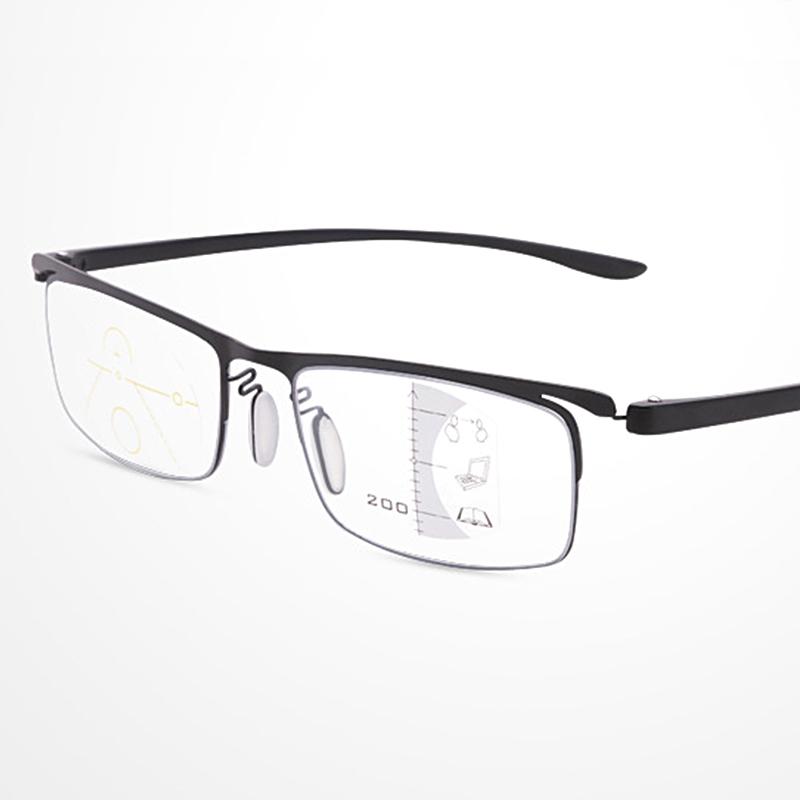

Sunglasses Fashionable Progressive Multifocal Reading Glasses For Men Women To Read See Near Hyperopic Anti-Blue Ray Metal Half Frame BlackS
