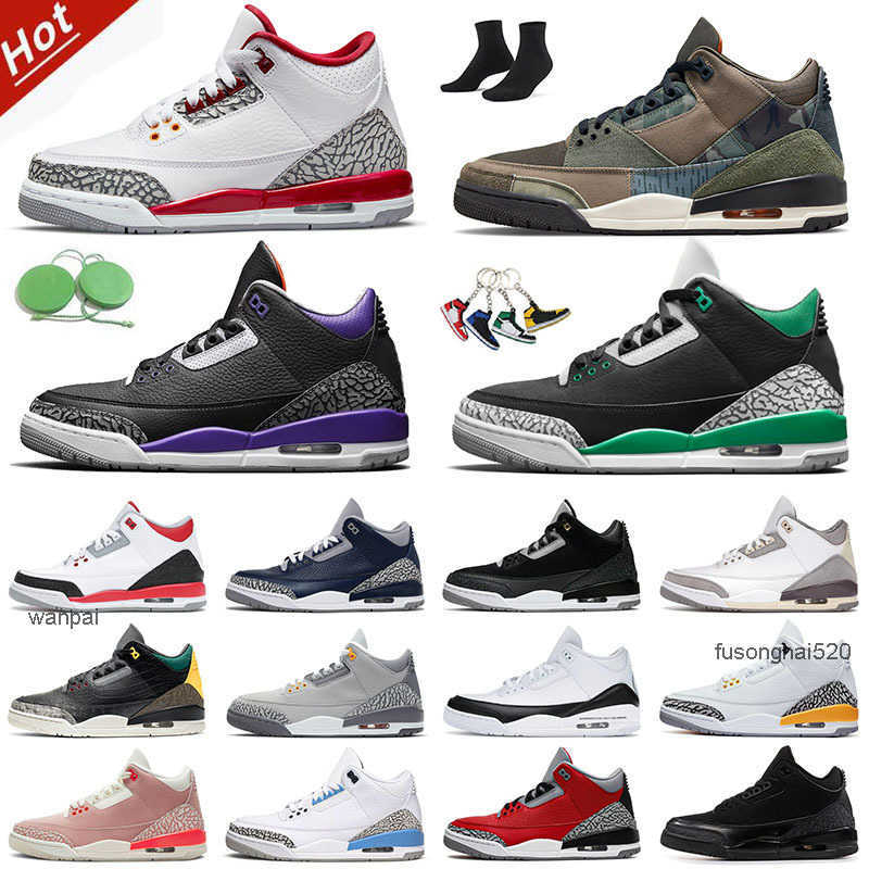 

Designer Jumpman 3s Trainers Basketball Shoes Cardinal Red 3 Patchwork Georgetown Rust Pink Black Cat Pine Green UNC Women Men OG designer shoes, 40-47 laser orange