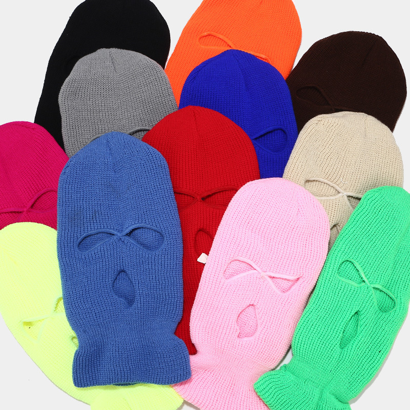 Automne hiver tricoté casquettes 3 trous masque facial masque de ski cyclisme militaire masque tactique chapeaux chapeaux Balaclava Hood Casque d