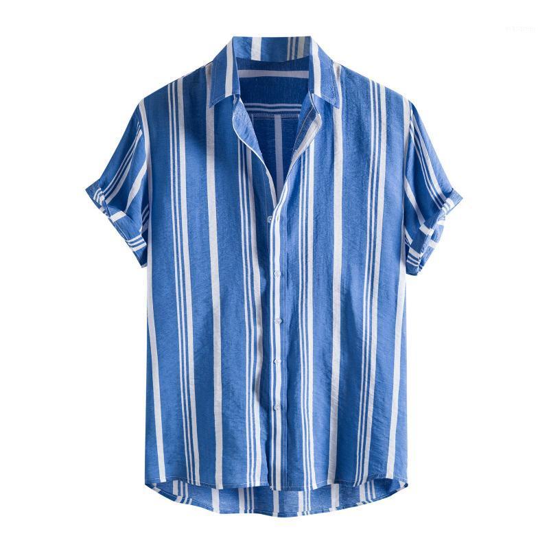 

Men' Casual Shirts Fashion Shirt Men Striped Short Sleeve Lapel Breathable Chic Blouse Camisa Masculina Brand -2XL 2022