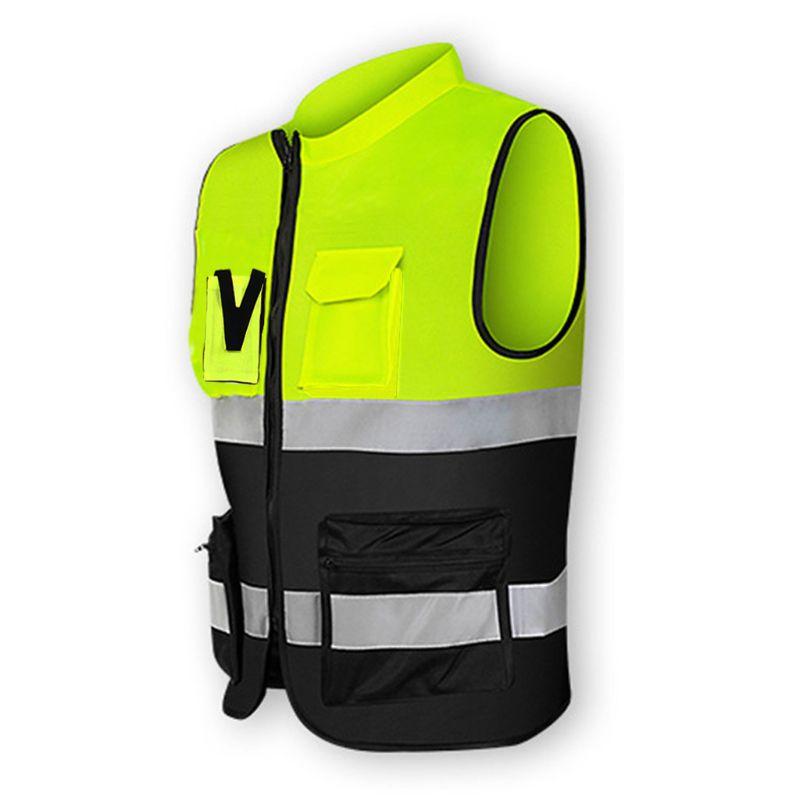 

Motorcycle Apparel Multi-pockets High Visibility Zipper Front Safety Vest With Reflective Strips