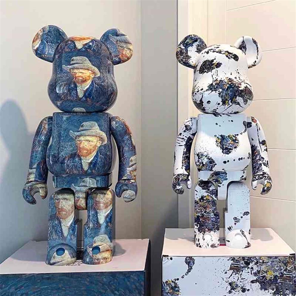 

High quality Violence bear brick building block 400% Van Gogh starry sky mountain base living room large decoration hand-made doll241L
