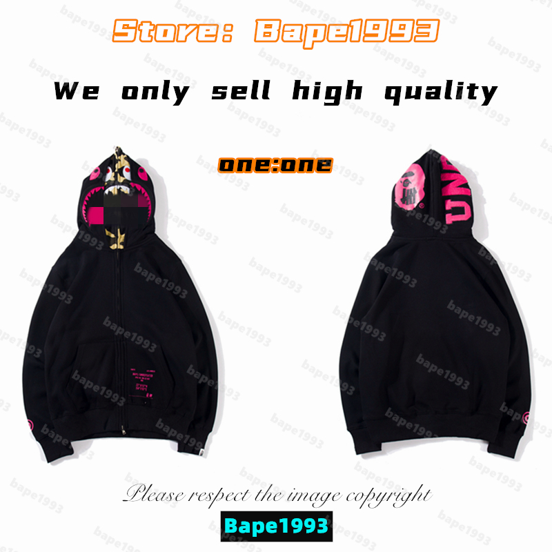 

High quality Apes Mens Hoodies & Sweatshirt Japan shark B ape head Galaxy spots luminous camo Male and female couples with the same model 100% cotton New hoodie 1993 KS5-4, 1 button