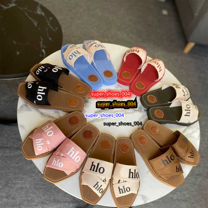 

2022 women woody mules flat sandals slides designer canvas slippers white black sail womens fashion outdoor beach slipper shoes with box, Other colors contact to me