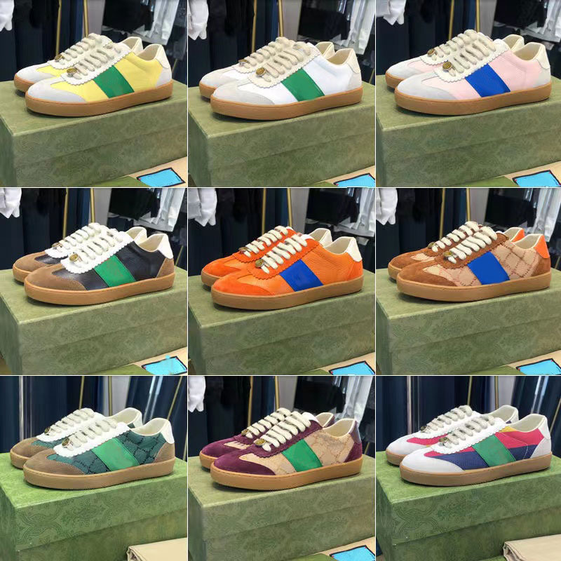 

Women Men Sneakers Casual Dirty Shoes Fat Leather Letters Red And Green sneaker Lace Up Platform Leisure Fashion Canvas German training shoe Size 35-45, 12