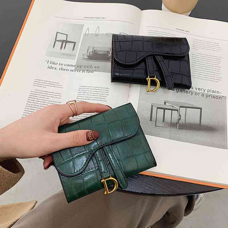 

Luxury female black/green short wallet handbag fashion letter d multi-card holder small coin purse clutch bag, Cat print coin purse
