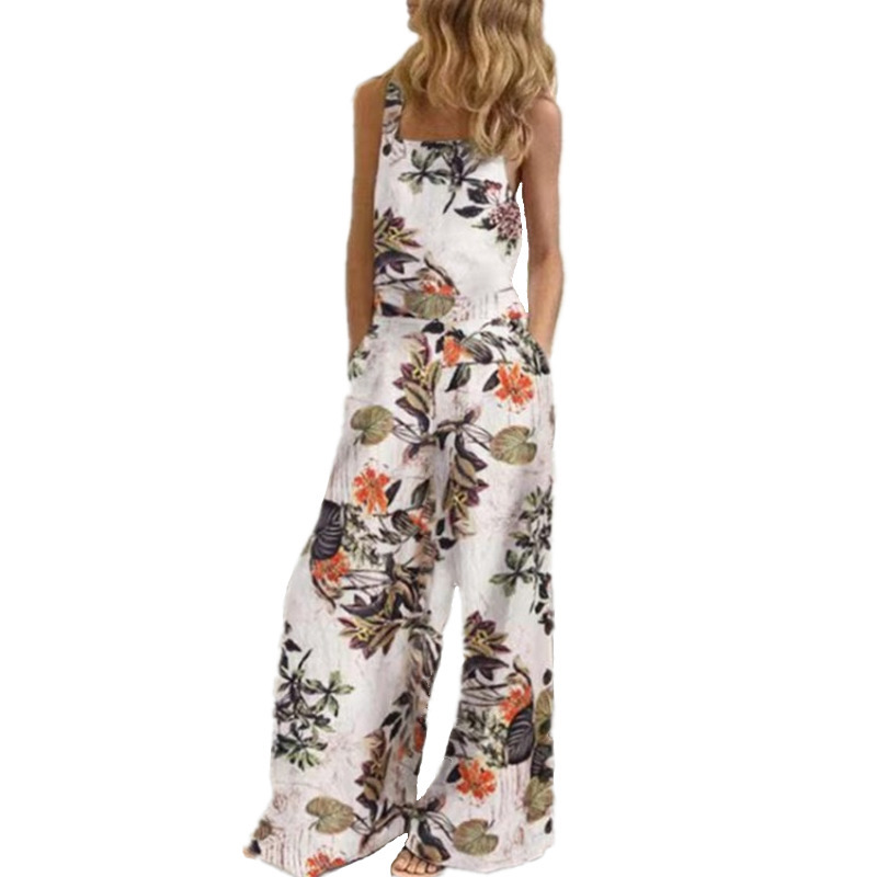 Casual Playsuit Women Romper Wide Leg Overalls Cotton Linen Jumpsuit Woman Clothes Macacao Feminino Body Suit Ropa Mujer Bottom 220412-image-760593370