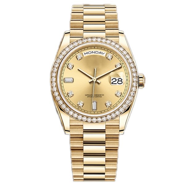 

mens womens automatic luxury watch day date watchs watches Mechanical Watches 36/41mm Stainless Steel diamond bezel waterproof Luminous Gold montre de luxe homme, Watch1