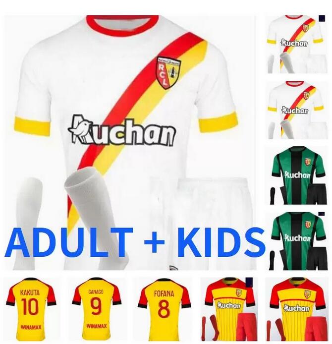 

ADULT KIDS kit with shorts 22 23 Maillot de foot RC Lens soccer jerseys boys sets KAKUTA GANAGO SOTOCA FOFANA GRADIT FORTES 2022 2023 mens suits Football Shirts child