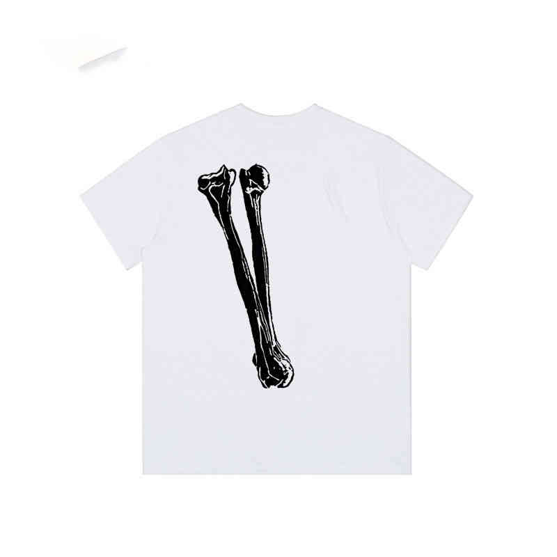

Digner Fashion Summer Flat 100% Katoen Streetwear Halloween limited Skeleton Tide big V High Street Trend Loose men and women' short sleeve cotton T-shirt, White