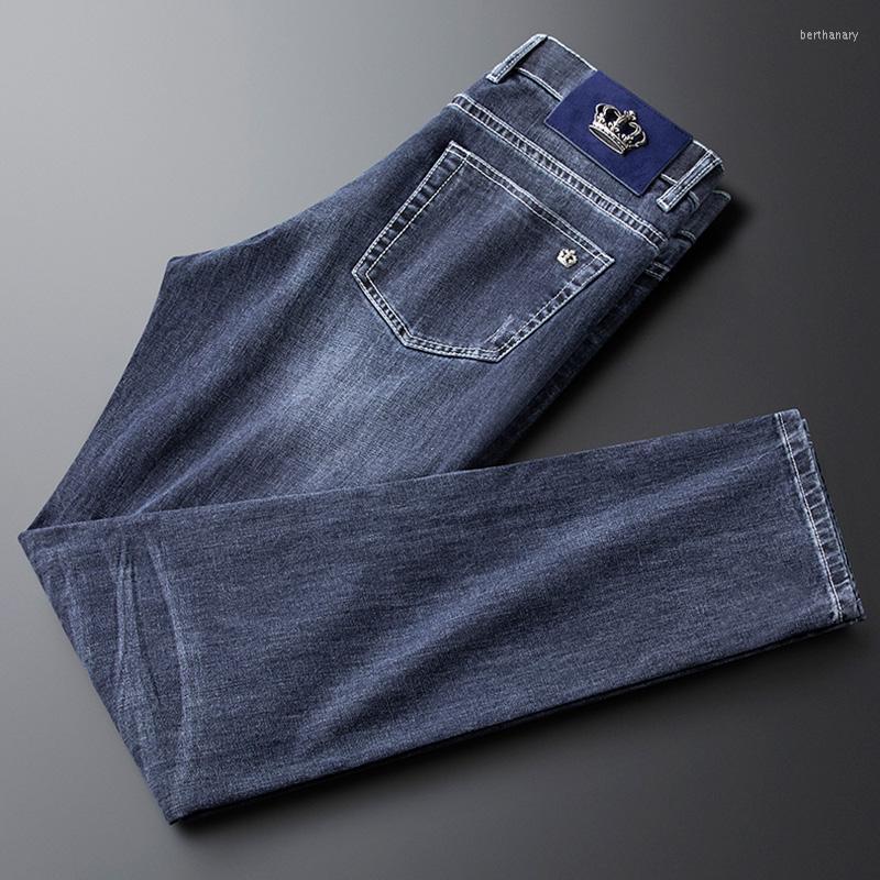 

Men's Jeans Crown Men's Slim Feet Straight Leg Stretch Casual Pants Trend All-match Simple PantsMen's Bert22, Blue