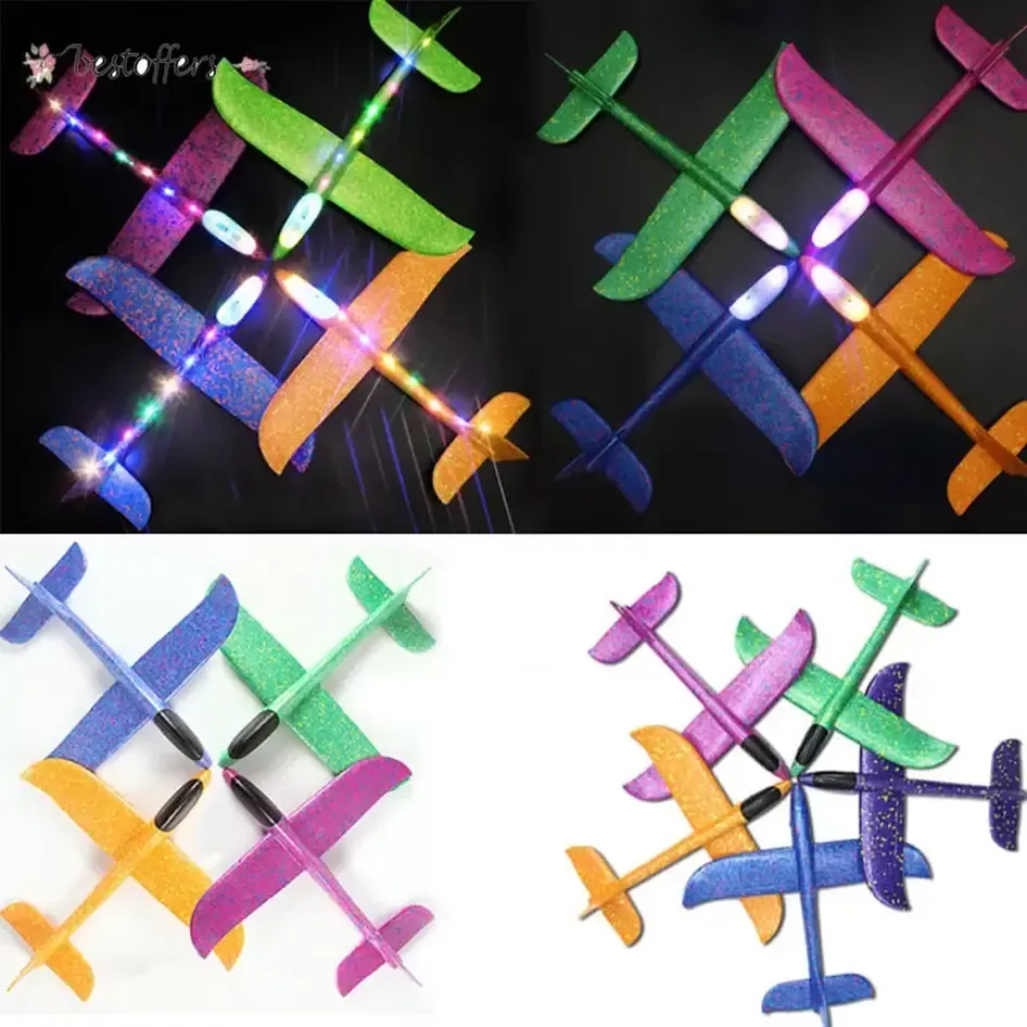 

DIY Hand Throw LED Lighting Up Flying Glider Plane Toys Foam Airplane Model Outdoor Games Flash Luminous Toys For Children sxmy24