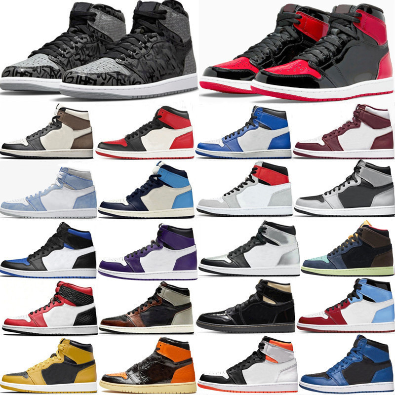 

1 1s Basketball Shoes Man Woman Mens Sneakers Rebellionaire UNC Heritage Hyper Royal OG Dark Mocha University Blue Retro Bred Patent Bordeaux High Men Women Trainers, 48