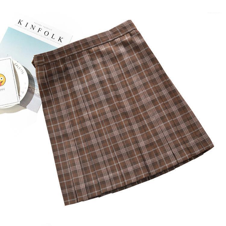 

High Waist Plaid Skirt Uniform Pleated Folded Short School Street Wear Music Festival Clothing Skirts, As image