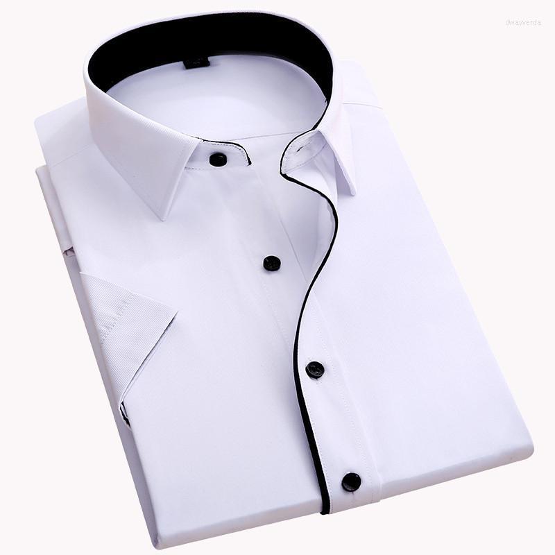 

Men' Dress Shirts Without Chest Pocket Short Sleeve Men Shirt 2022 Fashion Slim Fit Easy Care Black Button Square Collar Formal Mens Dway22, 15202