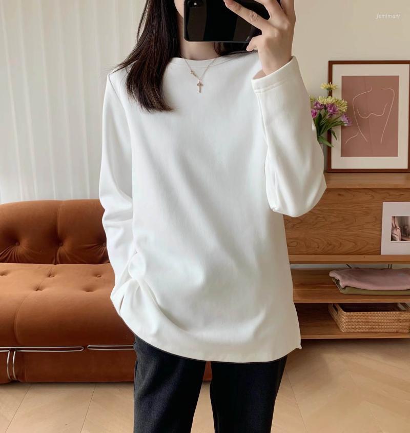 

Women' Sweaters Products For Autumn And Winter Plus Velvet Thickening Bottoming T-shirt Loose Thick Warm PulloverWomen' Jemi22, White
