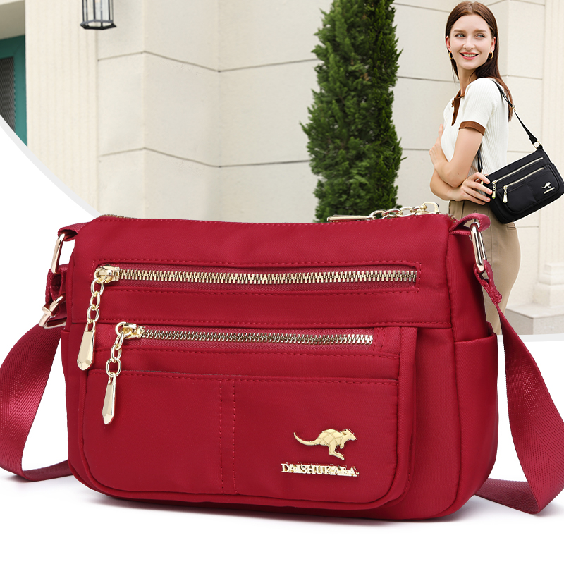 

2022 new women's messenger bags all-match Oxford cloth leather small bag middle-aged and elderly mother shoulder bag, Red