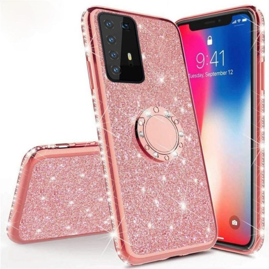 

3D Diamond Glitter Bling Case For Samsung Galaxy S21 Ultra S20FE S 21 20 10 9 Plus M51 A42 A51 A71 5G note20Ultra With phone ring292a, Rose gold