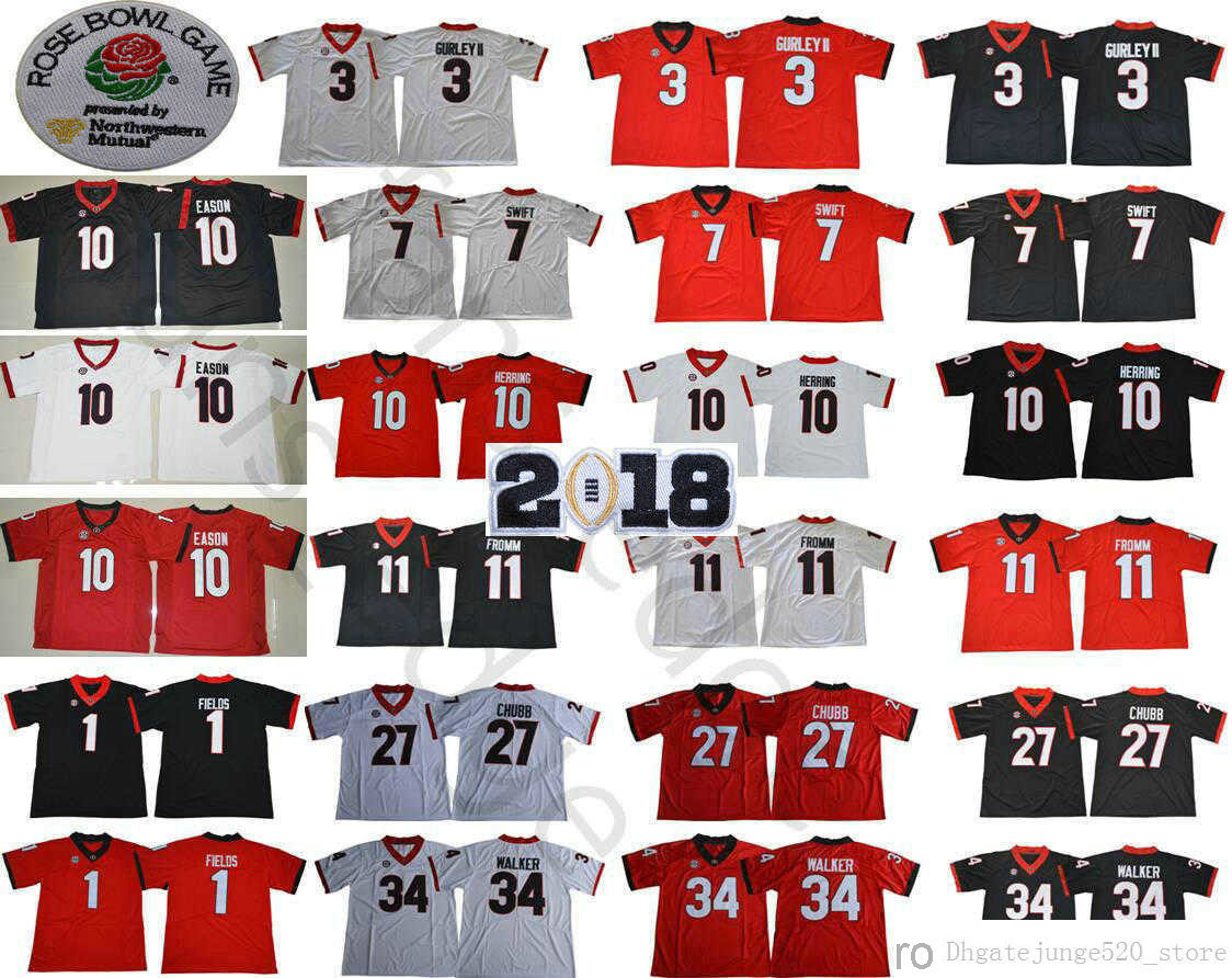 

NCAA Georgia Bulldogs 1 Justin Fields 3 Roquan Smith 7 DAndre Swift 10 Jacob Eason 11 Jake Fromm Rose Bowl Championship Jersey, White