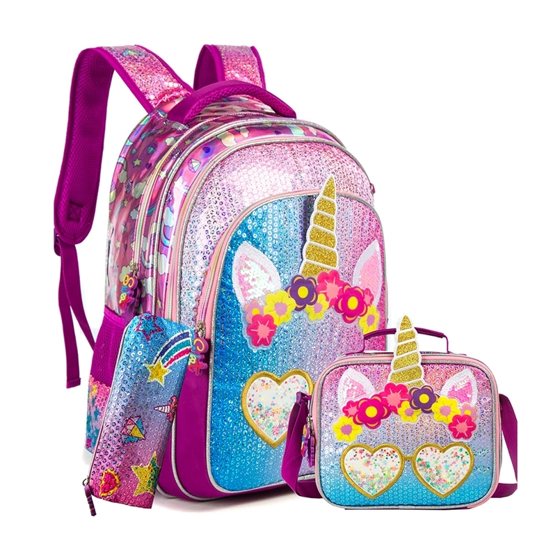 

BIKAB Unicorn School Bag 13"16" Girls Backpack School Sequin Backpack with Lunch Box Kawaii Backpack Girls School Supplies 220727, 13 inch only bag