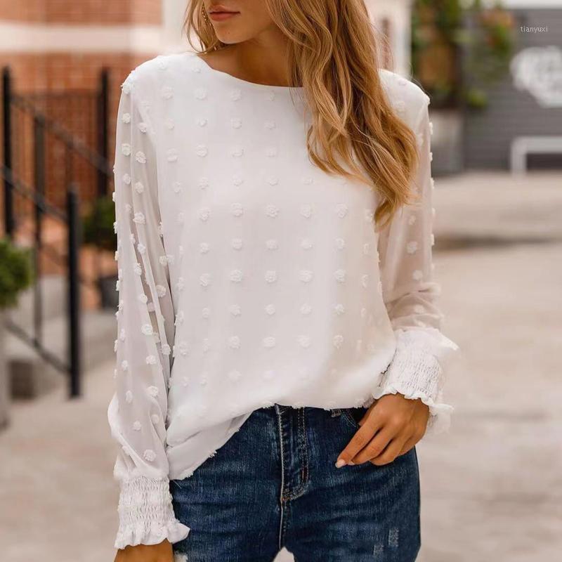 

Women's Blouses & Shirts Fashion Chiffon Pom-Pom Blouse Autumn O-Neck Tops Tee Female Women Long Sleeve Shirt Blusas Femininas Clothing Pull, Pink