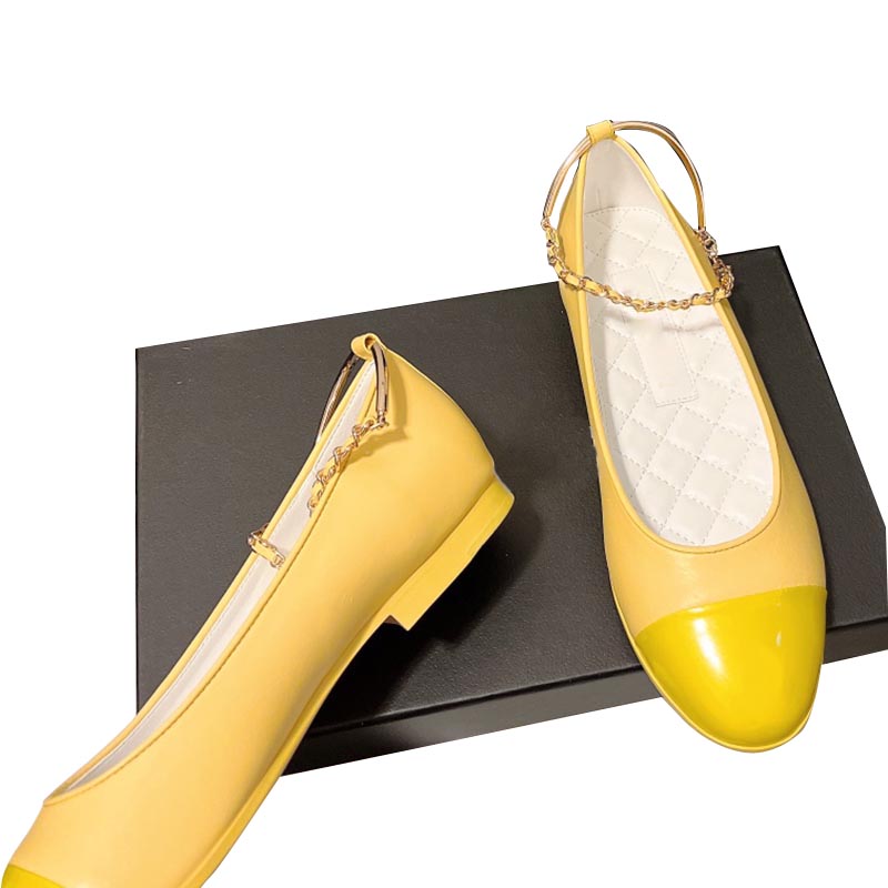 

2022ss Woman Slippers Round Head Chain Pendant Flat Ballerinas Shoes Classic Plat Shoes Rubber Outsole Designer Slingbacks Slide Retro Sandals Fashion Flip Flop, Shoes box