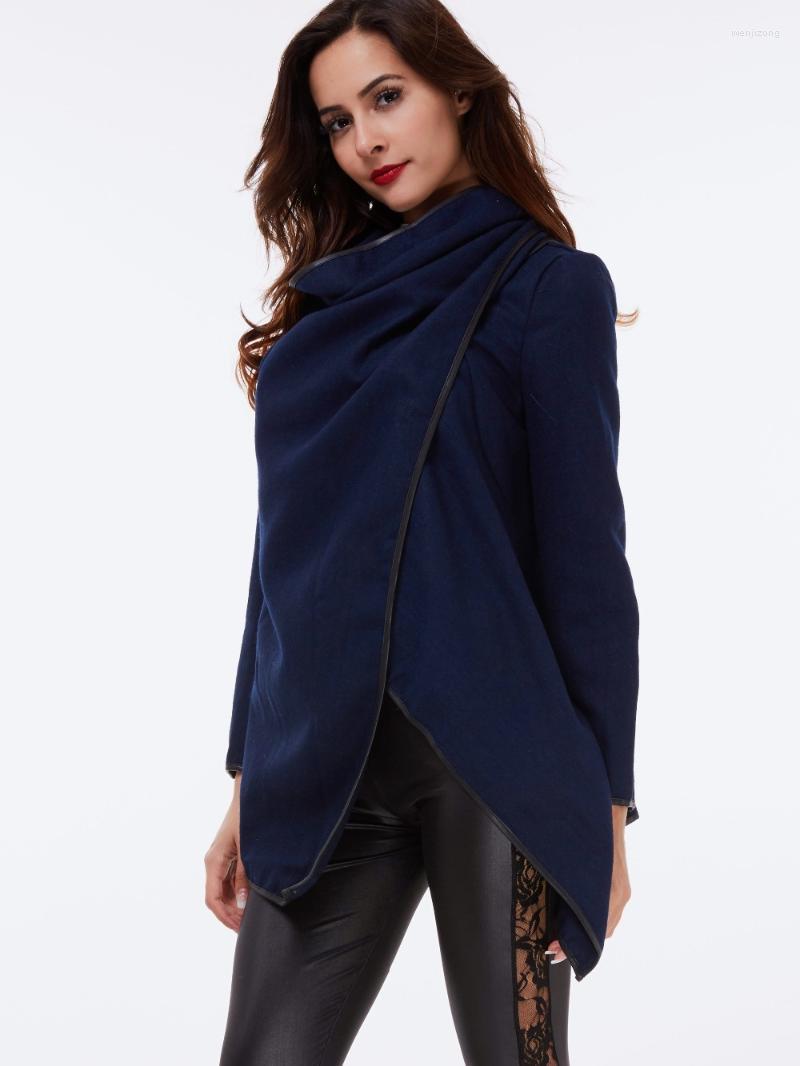 

Women' Trench Coats Women Coat Vintage Fashion Street Wrap Outerwear Office Black Autumn Winter Warm Slim Ladies Solid Gray Casual Overcoat