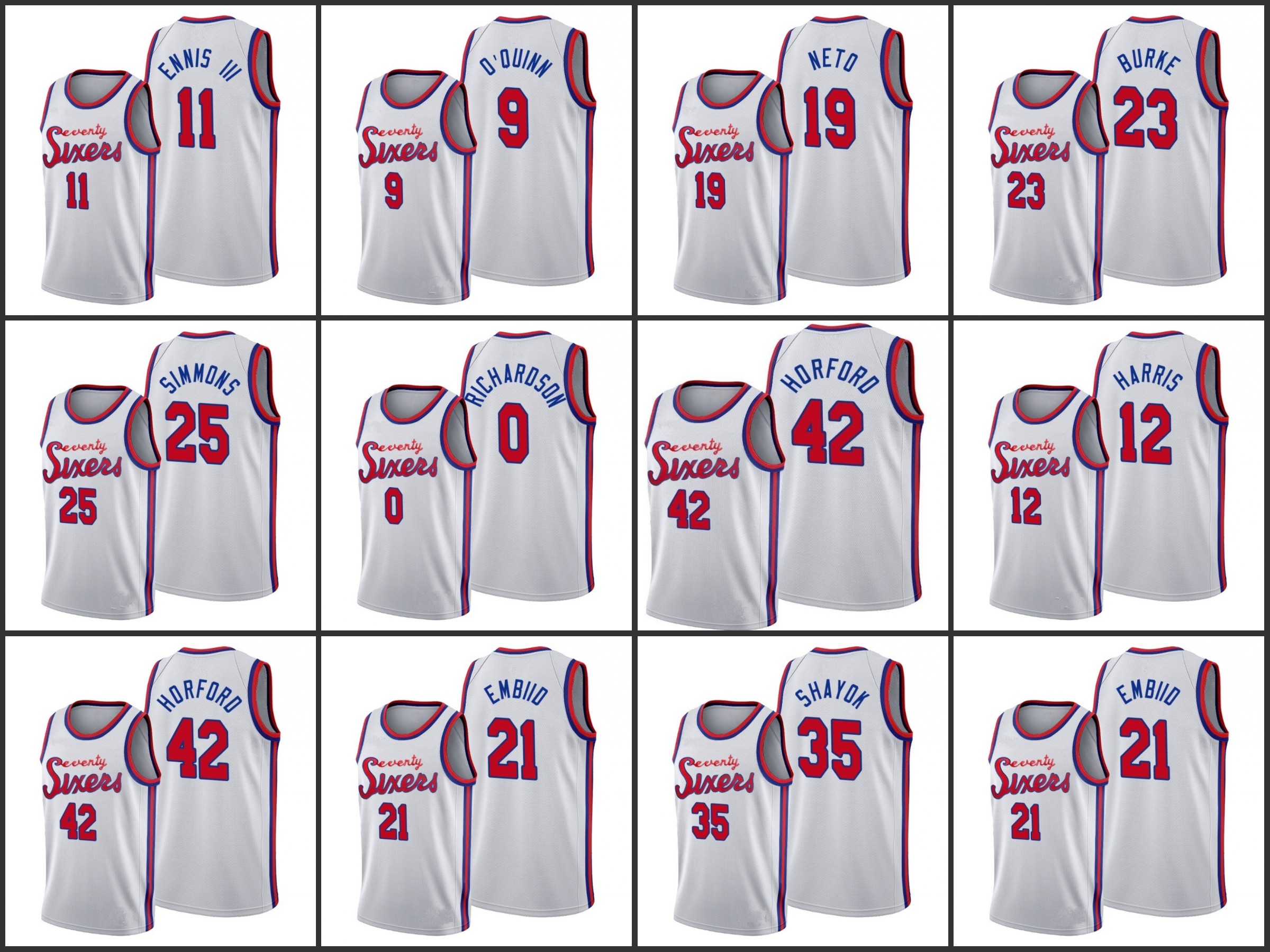 

Philadelphia''76ers''Men Tobias Harris Al Horford Ben Simmons James Ennis III Landry Shamet Josh Richardson Joel Embiid Jersey