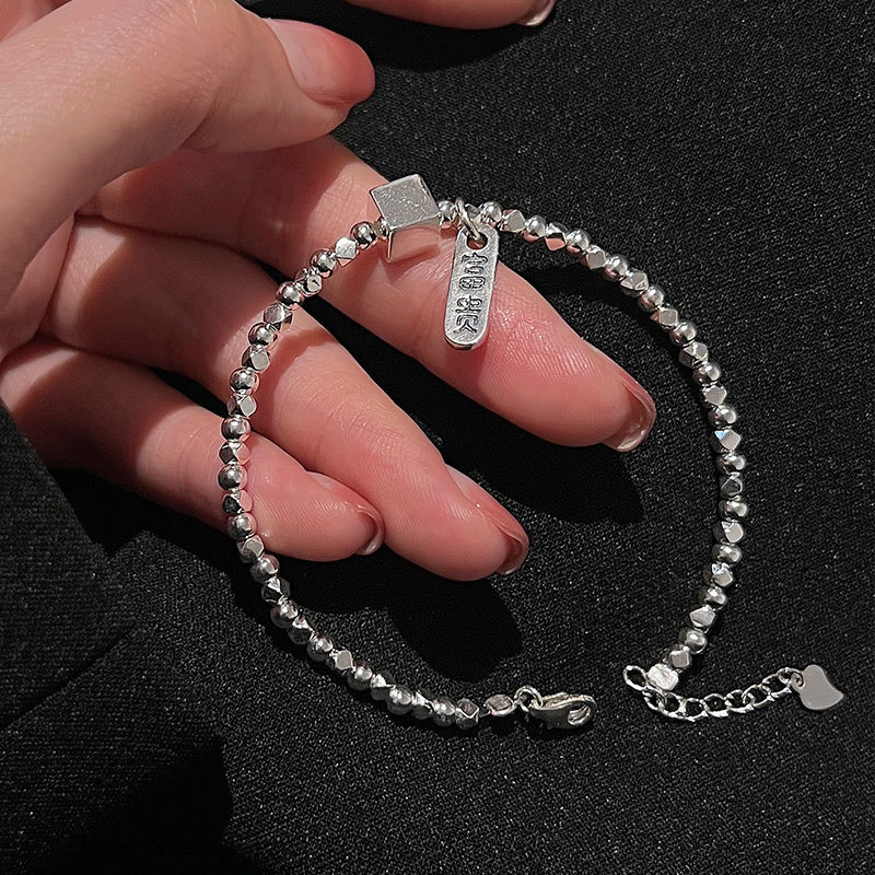 

Ping An Fugui Bracelet S925 Sterling Silver Handmade Beaded Bracelet Classic