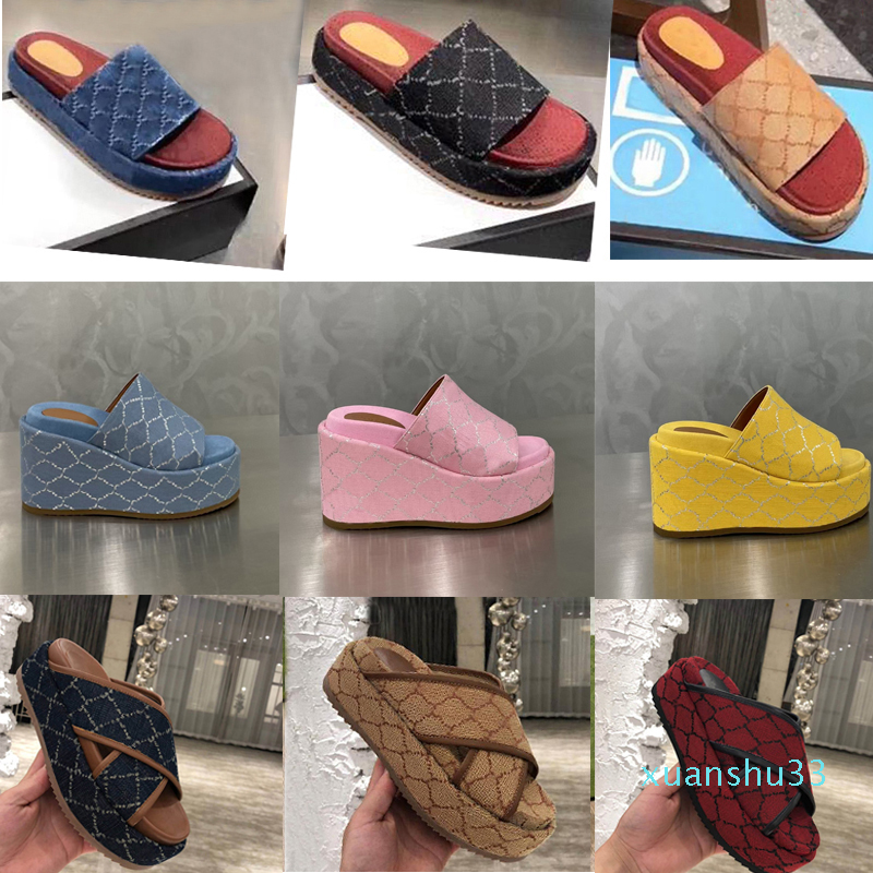

Beach slippers Women fashion Thick bottom designer Shoes Cartoon Alphabet lady Platform Sandals Leather Wedges Heels letter High heel slippe, Colour 5