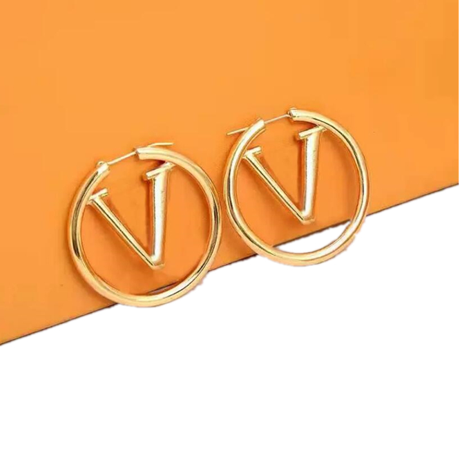 Designer big gold hoop earrings for women Anti allergy ear studs Jewelry High Quality gift