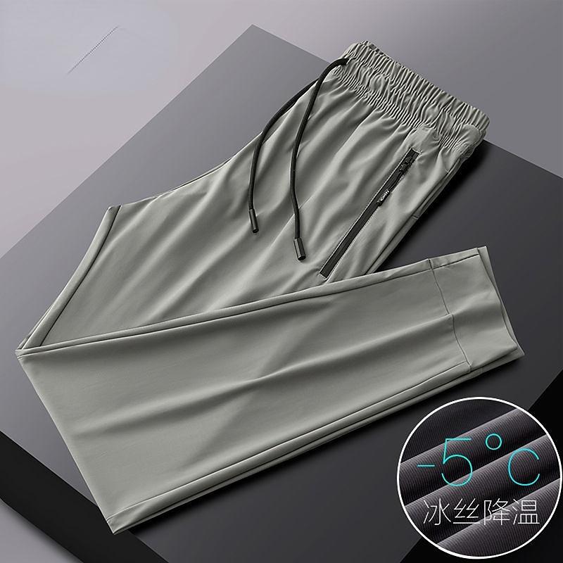 

Men's Pants Summer Breathable Ice Silk Black Sweatpants Men Joggers Sportswear Baggy Trousers Male Casual Track Size 7XL 8XL 9XLMen's, Black straight