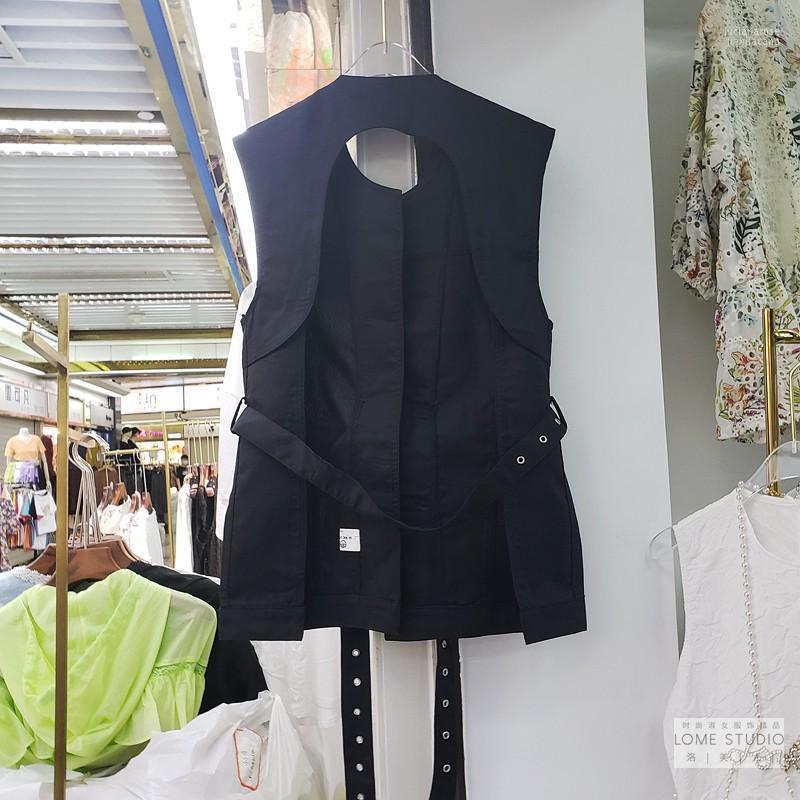 

Women's Vests Sexy Backless Elegant Lapel Lace-up Suit Vest Female 2022 Summer Black For Women Sleeveless Jacket Waistcoat Luci22