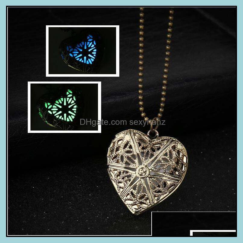 

Pendant Necklaces Pendants Jewelry Luminous Necklace Hollowed Heart Sier Chain For Women Girl Fashion Wholesale 0598Wh Drop Delivery 2021