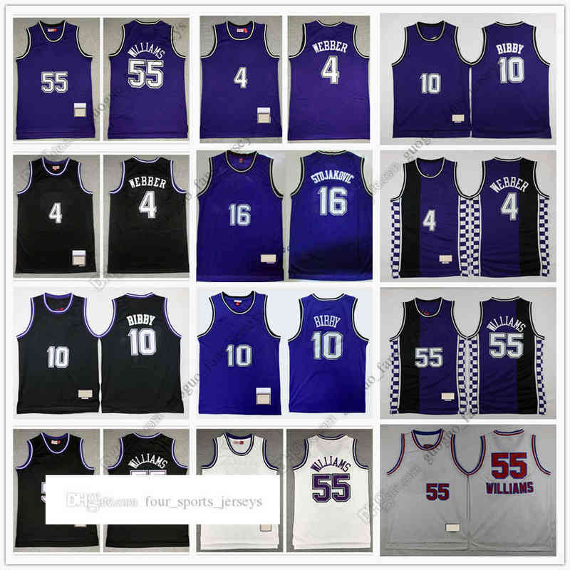 

Retro Mitchell and Ness Basketball Webber 10 Mike 4 Chirs Bibby stojakovic 55 Jason 16 peja Williams Blue White High Quality Jersey Size, Picture