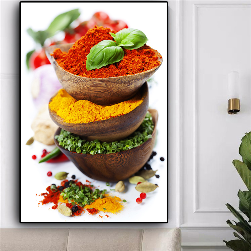 

Grains Spices Peppers Green Plant Canvas Painting Cuadros Posters and Prints Kitchen Wall Art Food Picture Living Room Decor